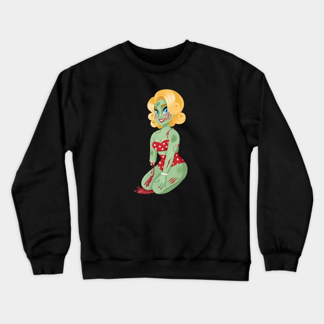Zombie Pin-up - Blondie Crewneck Sweatshirt by InesBarrosArt